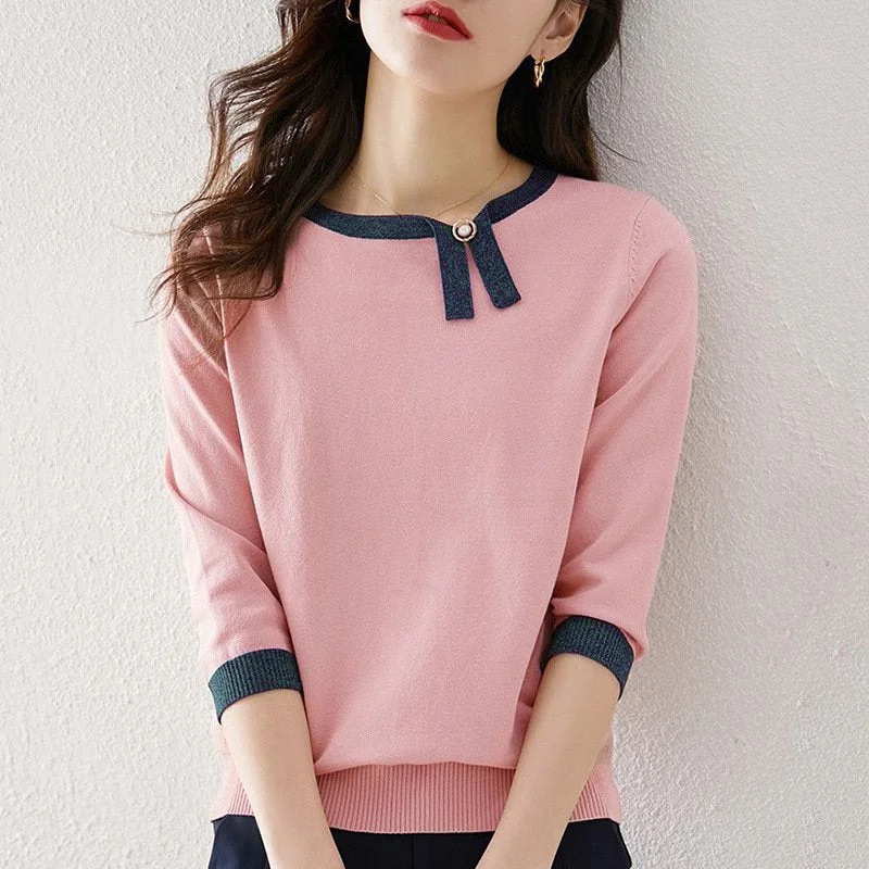 Women's 3/4 Sleeve Knitted Blouse