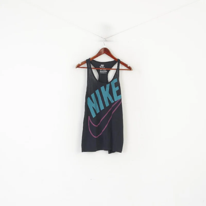 Nike Sportswear Women M Shirt Black Cotton Slim Fit Training Tank Top