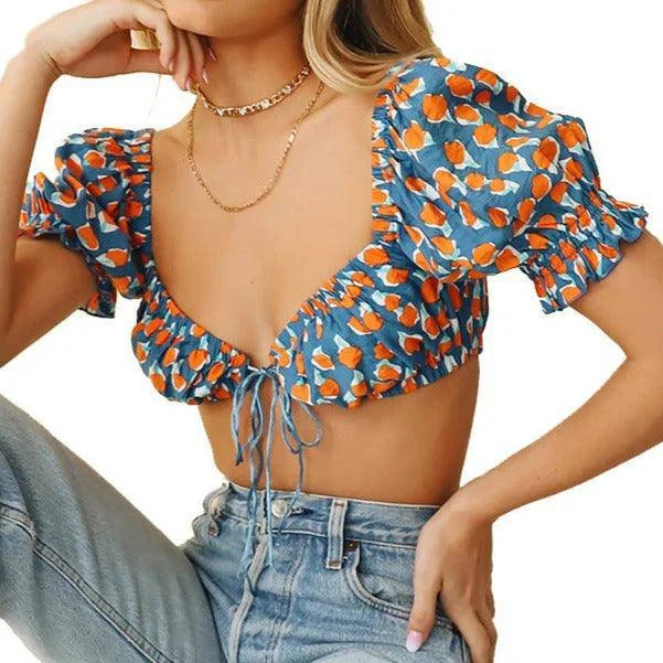 MegaBetty - Xean Allover Print Crop Top