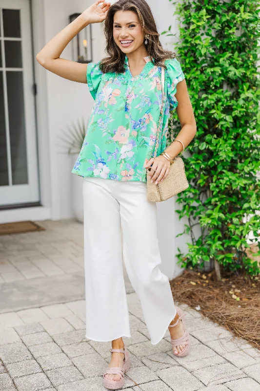 Day Dreaming Green Floral Blouse