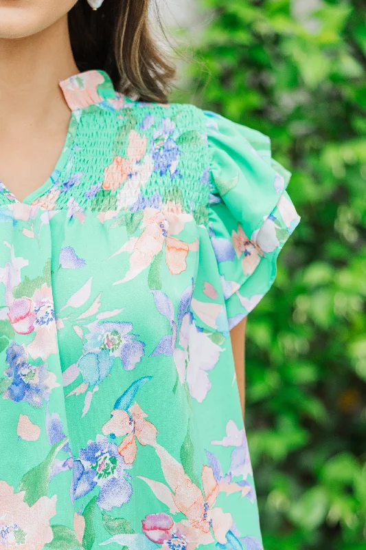 Day Dreaming Green Floral Blouse