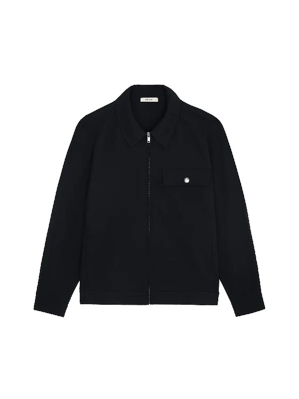 DNA Cotton Linen Harrington Jacket—black