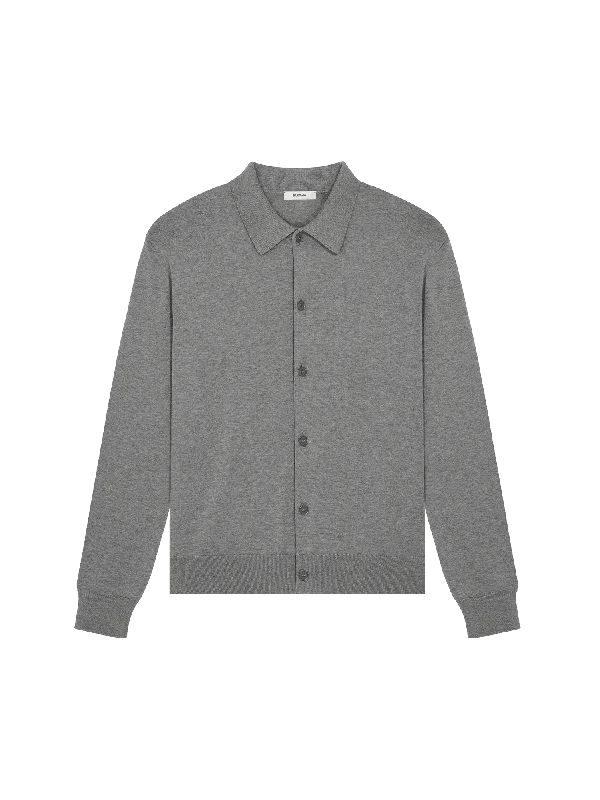 DNA Knitted Collared Shirt—grey marl