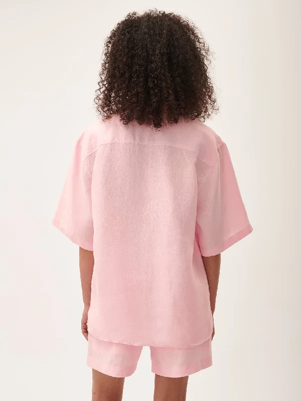 DNA Aloe Linen Camp Collar Shirt—magnolia pink