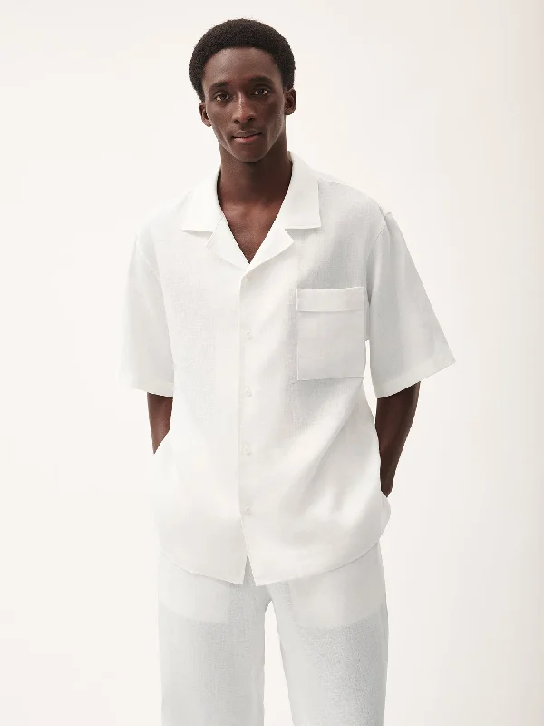 DNA Aloe Linen Camp Collar Shirt—off-white