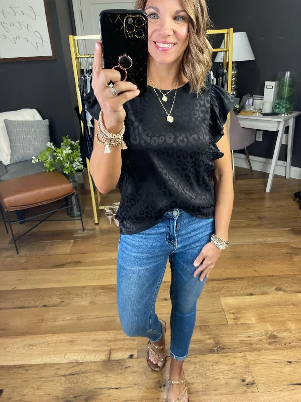 Ending Strong Embossed Animal Print Top - Black