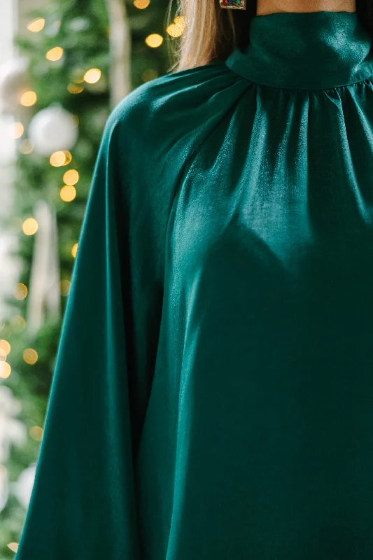 Feel This Way Emerald Green Satin Blouse