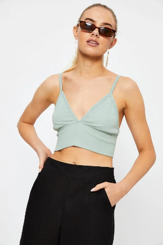 Green Basic Rib Bralette