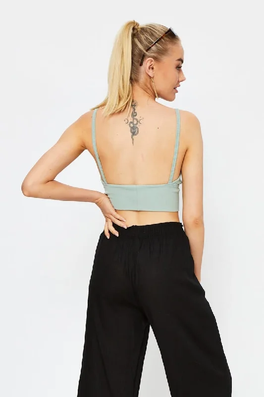 Green Basic Rib Bralette