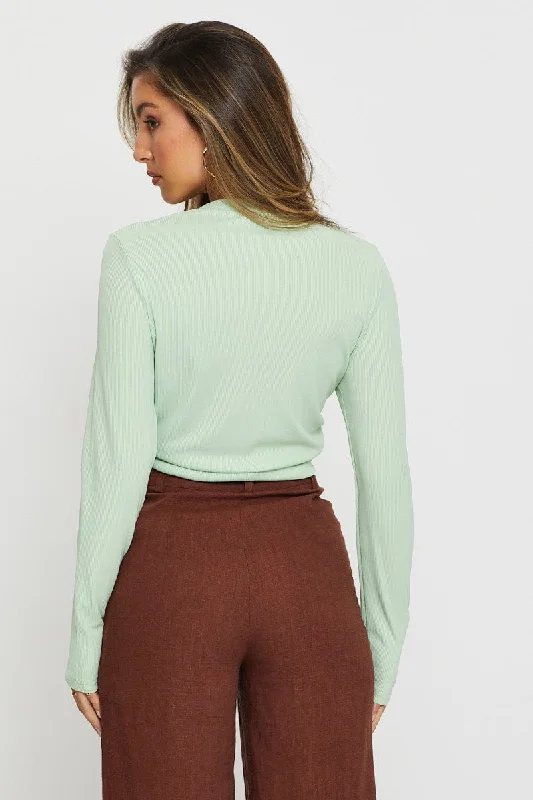 Green Crop Top Long Sleeve