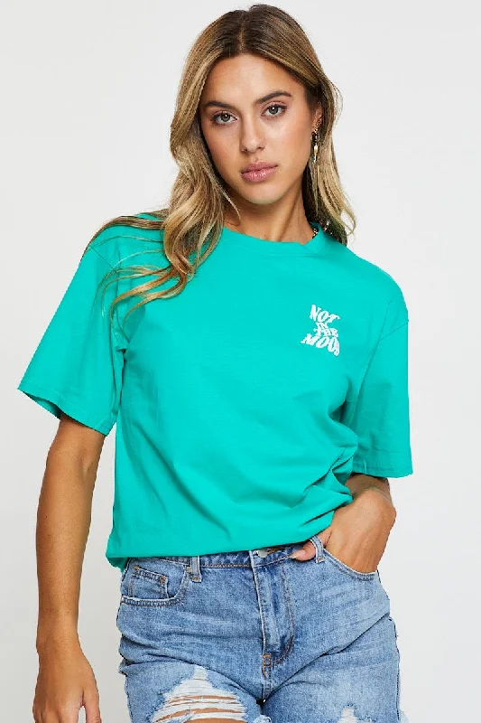 Green Graphic T Shirt Short Sleeve