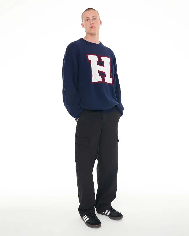 Huffer Mens 3 Baller True Knit Crew Navy