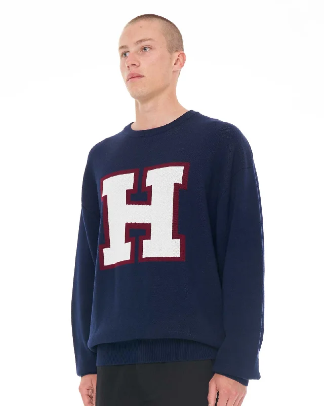 Huffer Mens 3 Baller True Knit Crew Navy