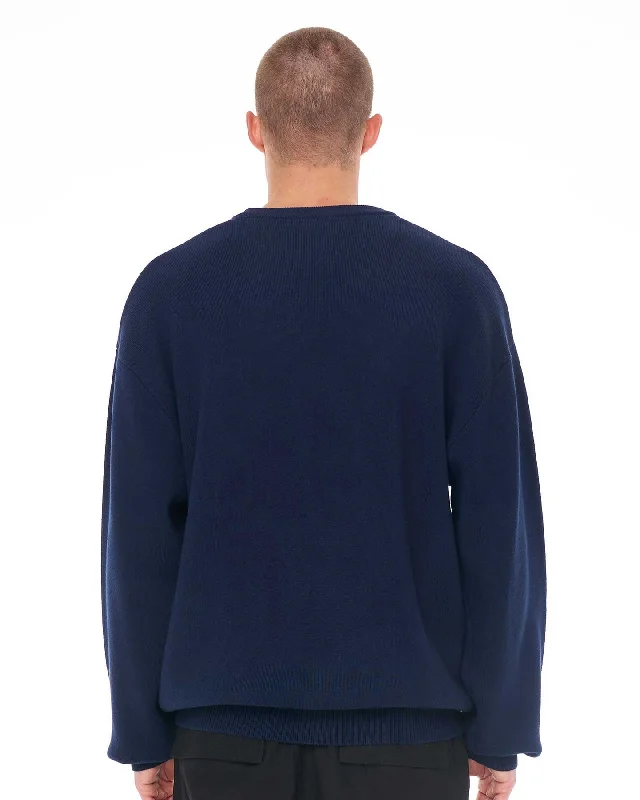 Huffer Mens 3 Baller True Knit Crew Navy