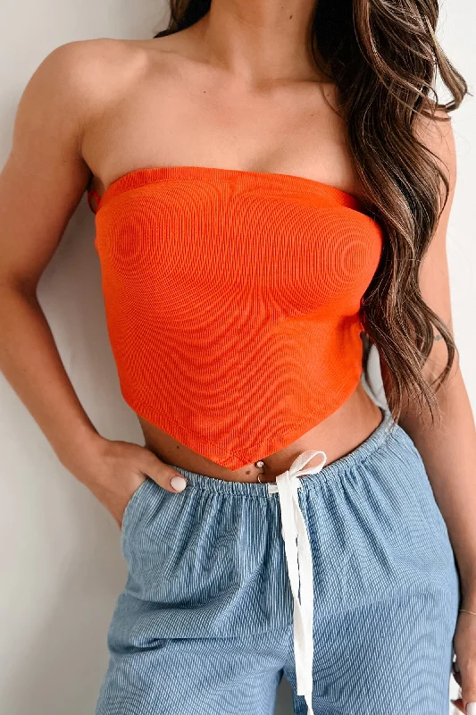 I Won't Compromise Ribbed Bandana Tube Top (Tangelo)