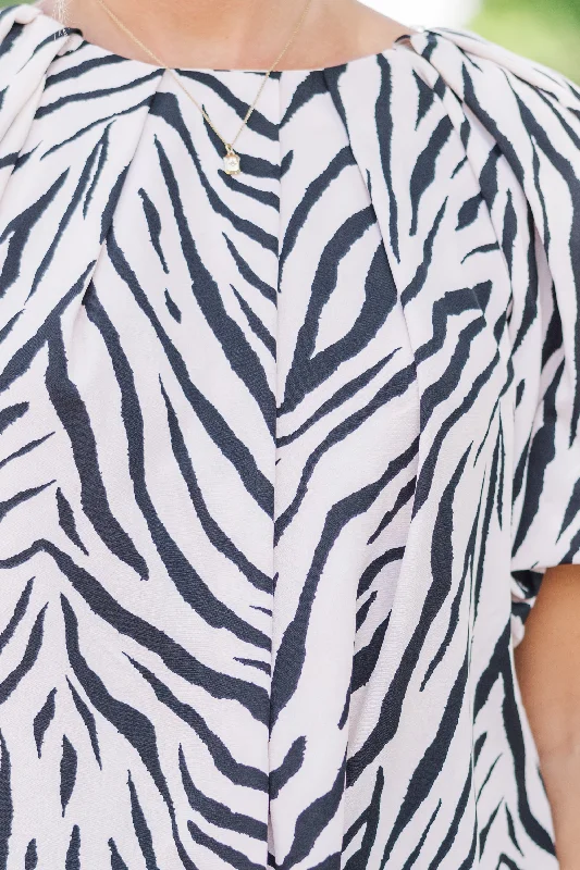 Just For You Ecru Tiger Striped Blouse