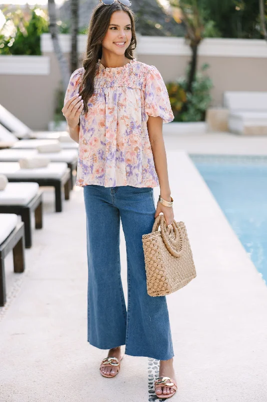 Just My Type Blush Pink Floral Blouse