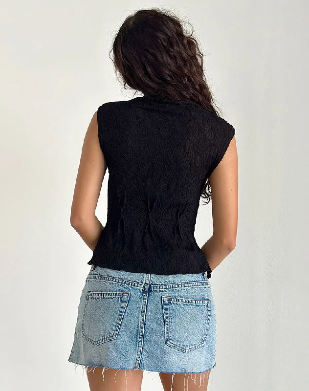 Kimbra Top in Textured Black