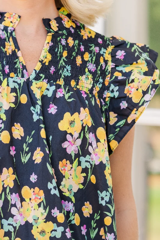 Live Out Loud Black Floral Blouse