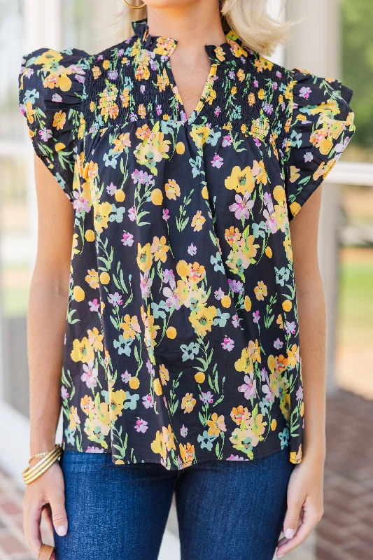 Live Out Loud Black Floral Blouse