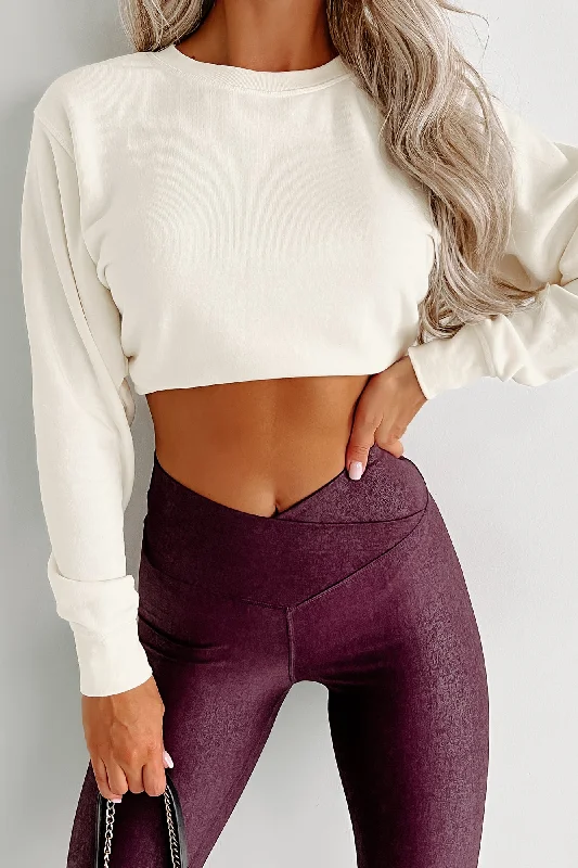 Long Sleeve Crop Top (Bone)