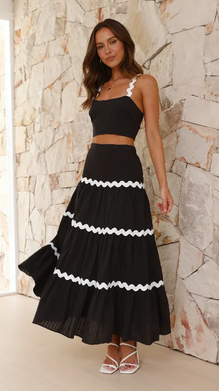 Lys Top and Maxi Skirt Set - Black / White