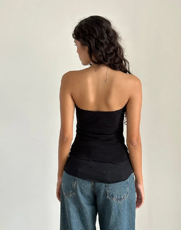 Marissa Longline Asymmetrical Tube Top in Black