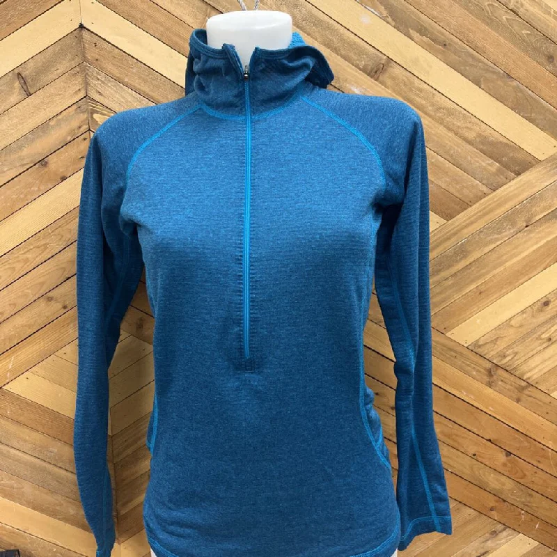 MEC - Women's Grid Fleece 1/2-Zip Hooded Baselayer Top: Blue-women-MD