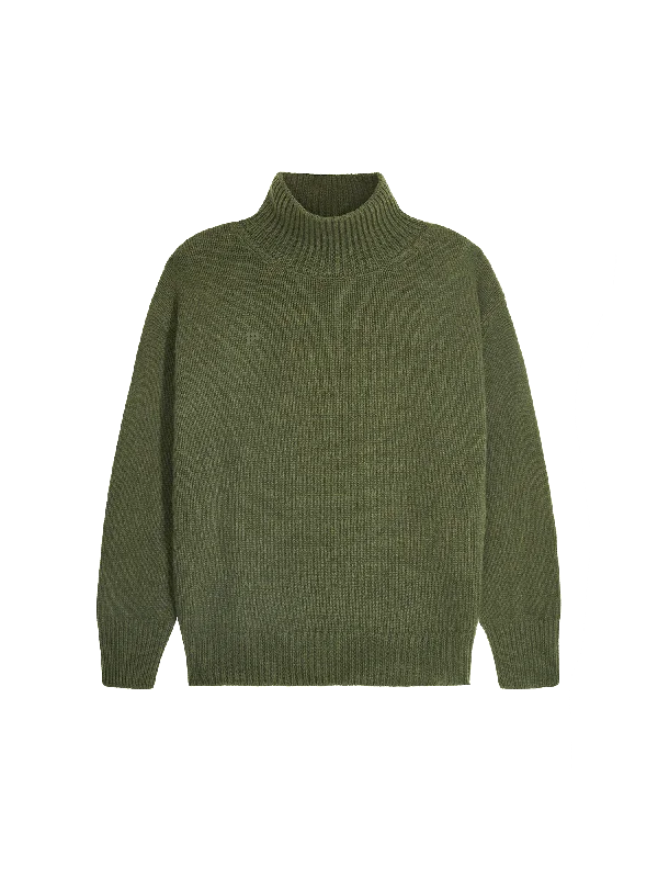 Men's Recycled Cashmere Turtleneck Sweater—rosemary green