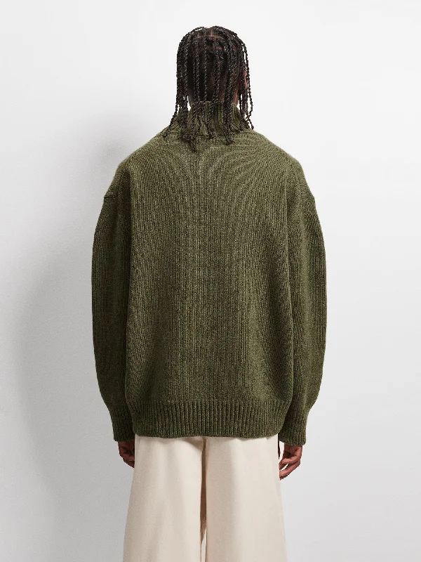 Men's Recycled Cashmere Turtleneck Sweater—rosemary green