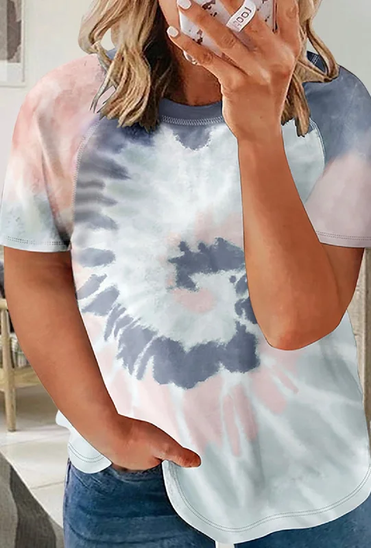 Multicolor Tie-dye Raglan Sleeve Plus Size Top