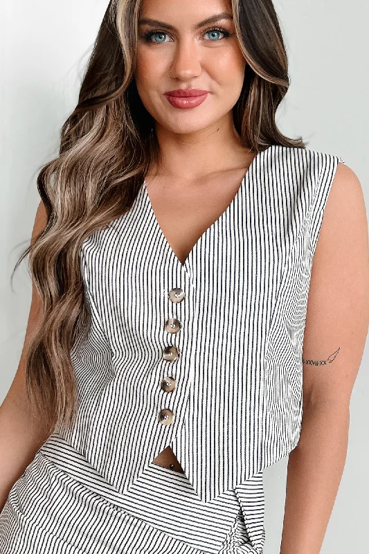 Poise Under Pressure Striped Vest Top (Beige/Black)