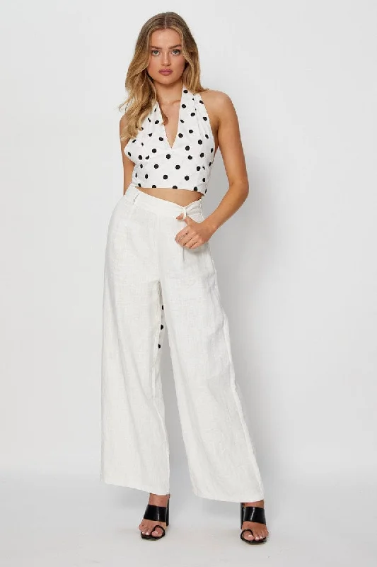 Polka Dot Crop Top Halter Tie Up