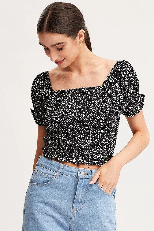 Print Crop Top Short Sleeve