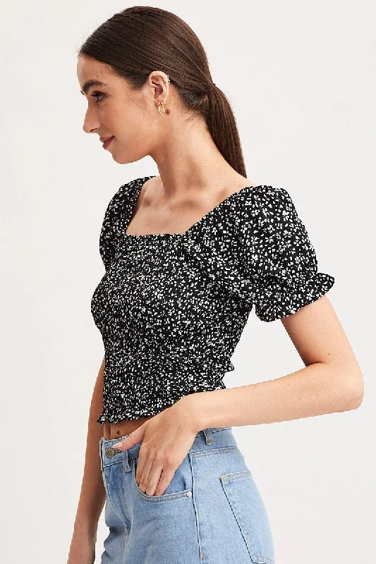 Print Crop Top Short Sleeve