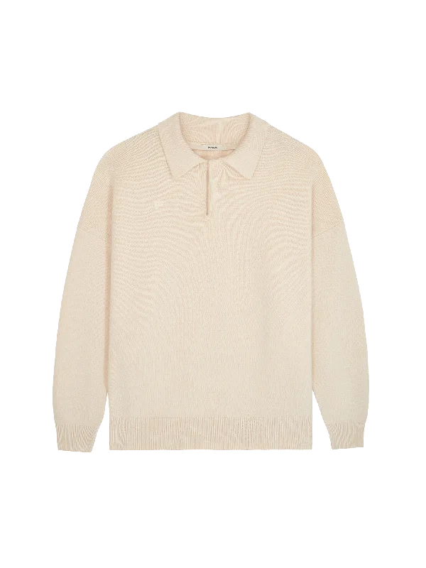 Recycled Cashmere Polo Sweater—ecru ivory