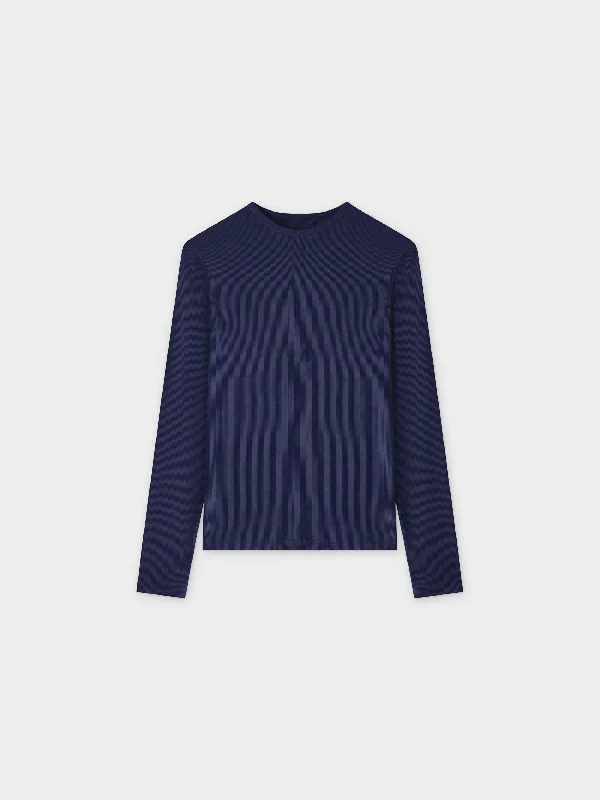 CLASSIC RIBBED CREW TEE LS-NAVY