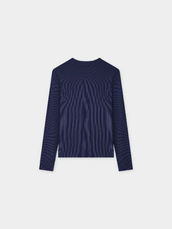 CLASSIC RIBBED CREW TEE LS-NAVY