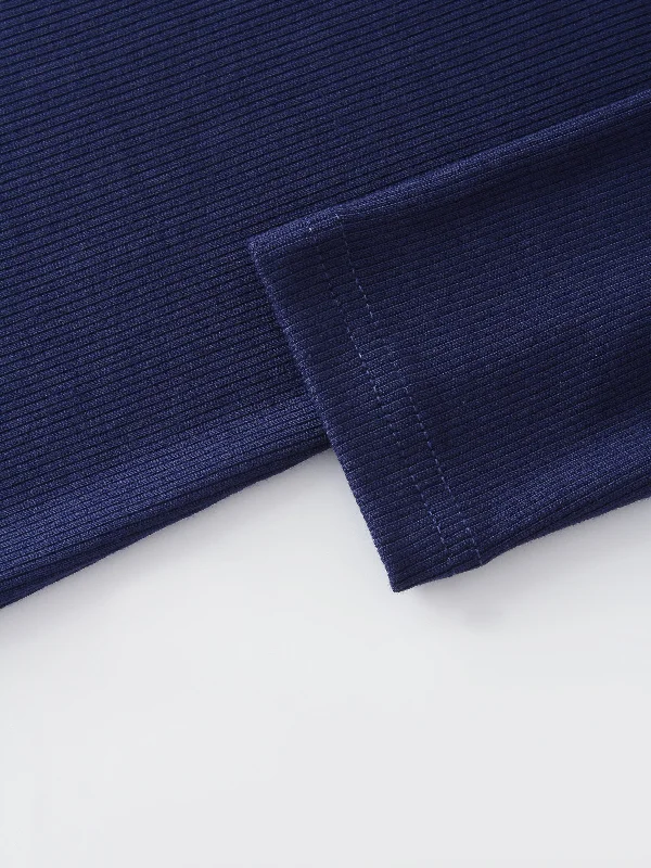 CLASSIC RIBBED CREW TEE LS-NAVY