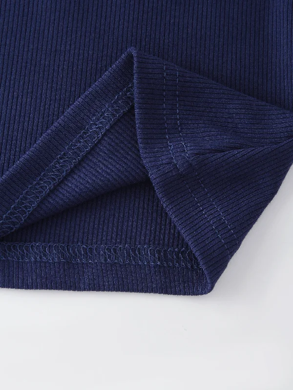 CLASSIC RIBBED CREW TEE LS-NAVY