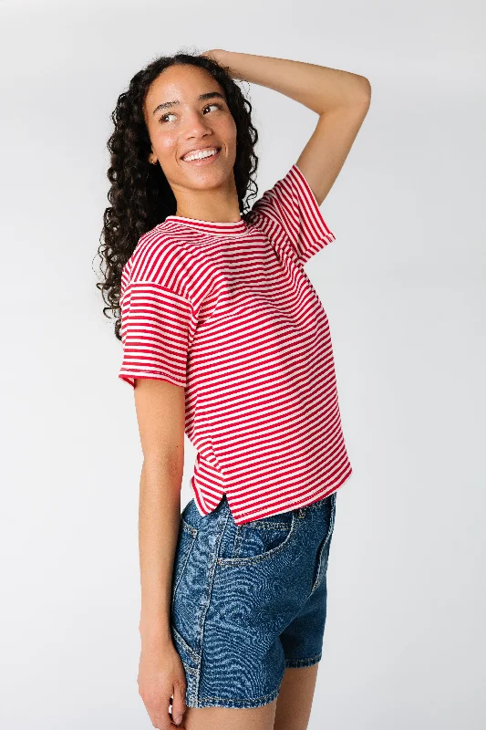 Rolla's Stripe Boxy Tee - Red