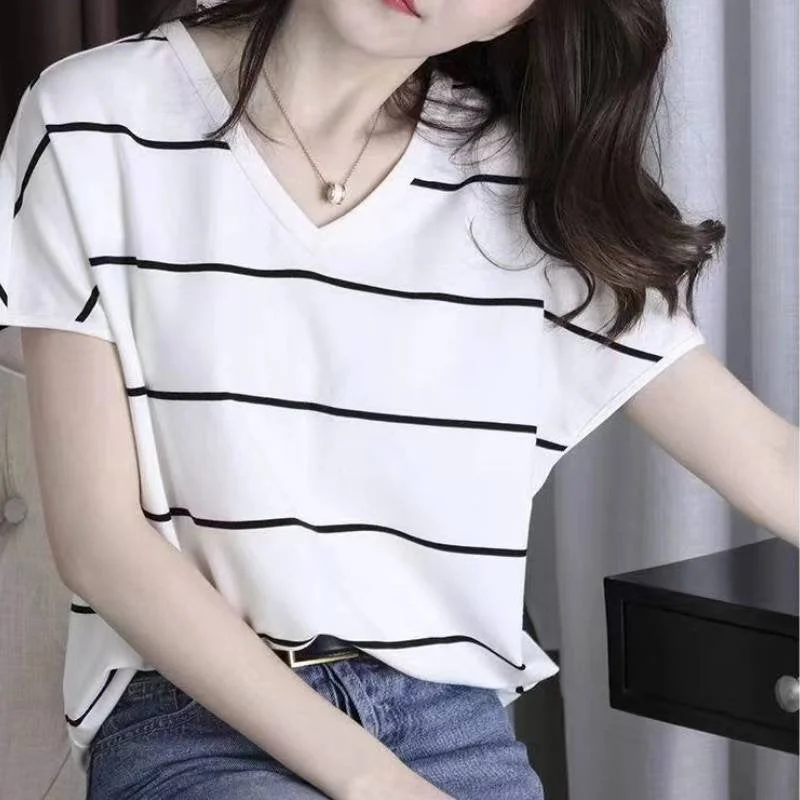 Short Sleeve Casual Striped Shift Shirts & Tops