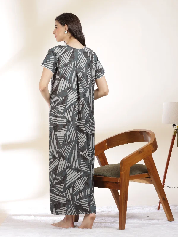 Stylish Grey Alpine Maxi Nightgown for Women