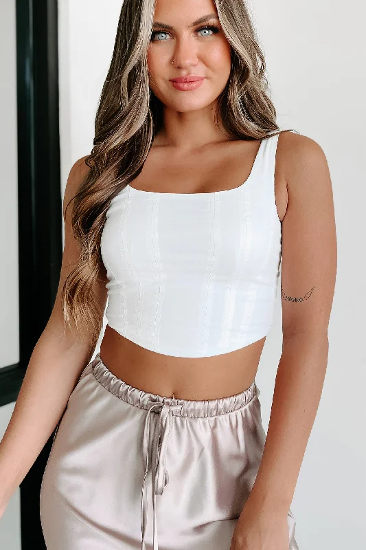 Superb Views Square Neck Crop Tank (White)