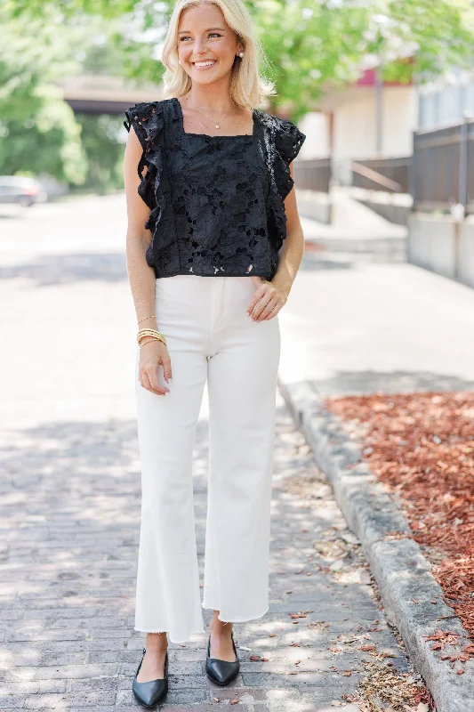 Take Your Lead Black Crochet Blouse