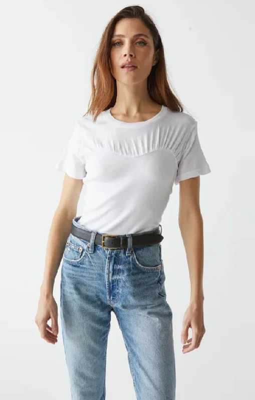 Victoria Shirred Fabric Mixed Tee