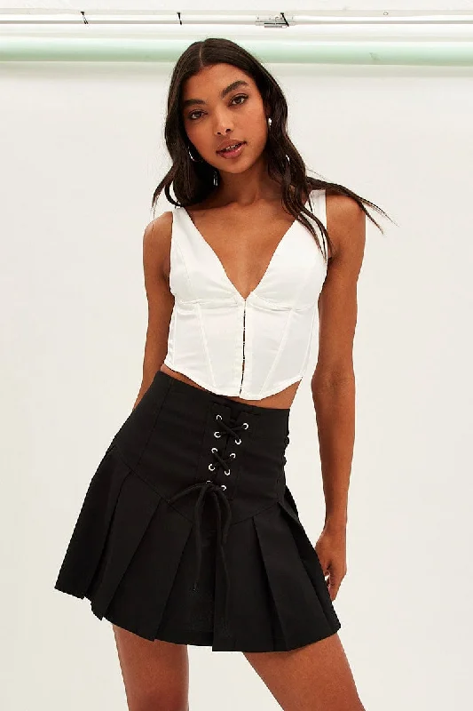 White Corset Top Sleeveless V Neck