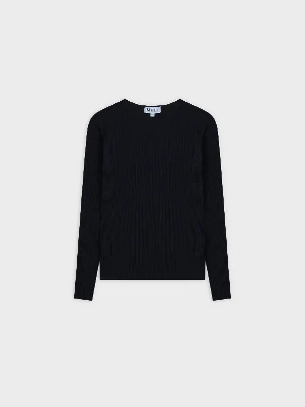 WIDE RIBBED CREW-BLACK