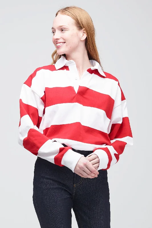 Wide Striped Rugby Shirt - Red/White