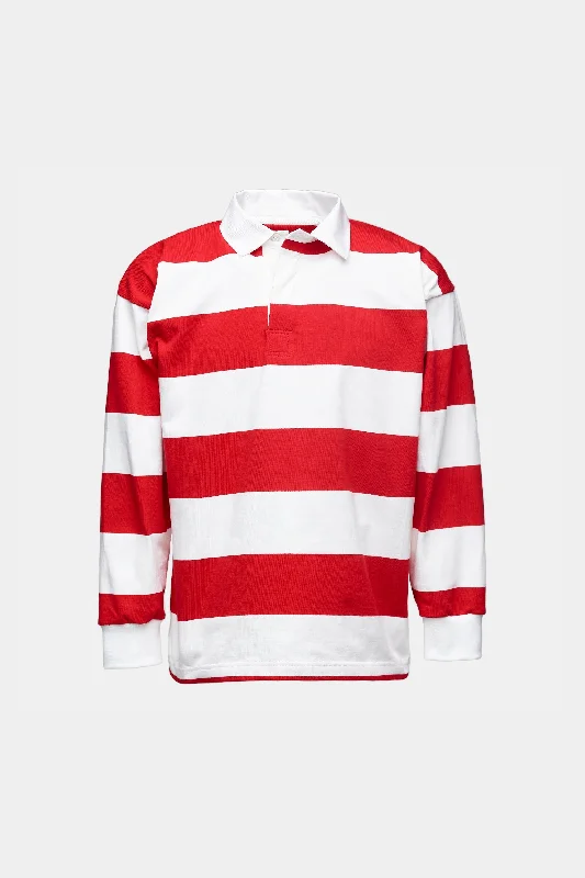 Wide Striped Rugby Shirt - Red/White